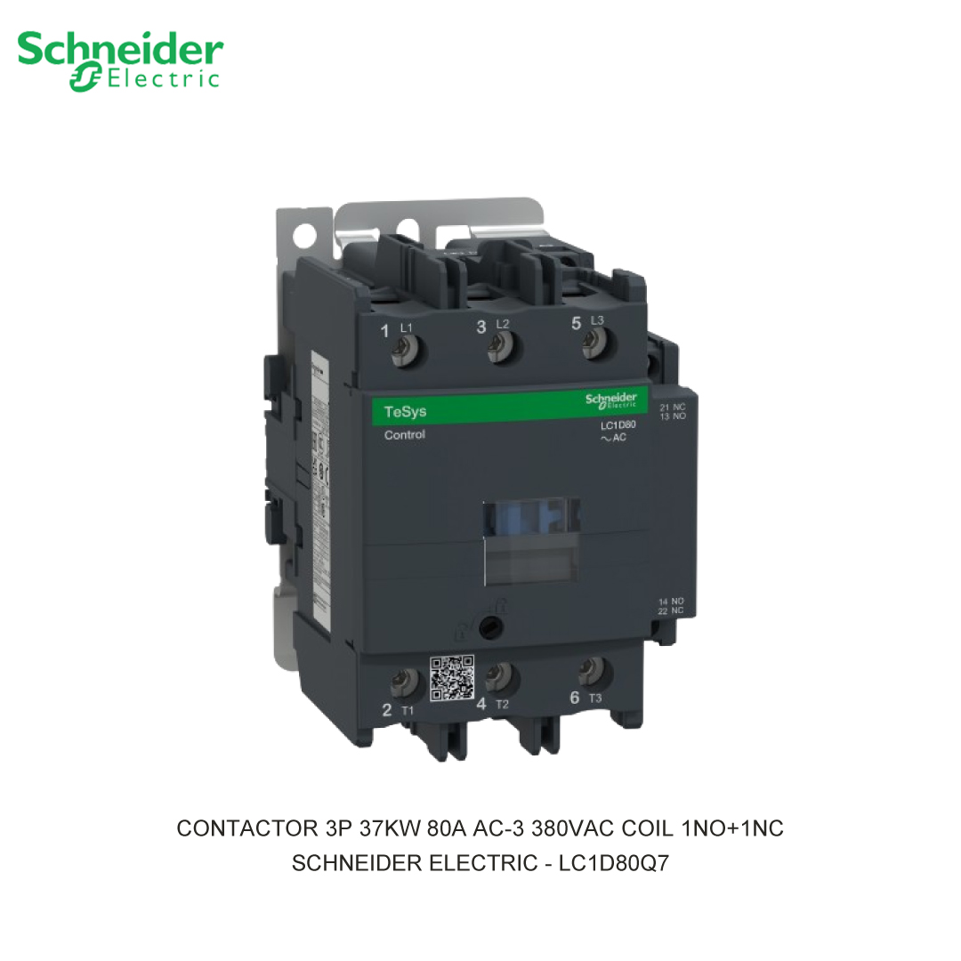 CONTACTOR 3P 37KW 80A AC-3 380VAC COIL 1NO+1NC
