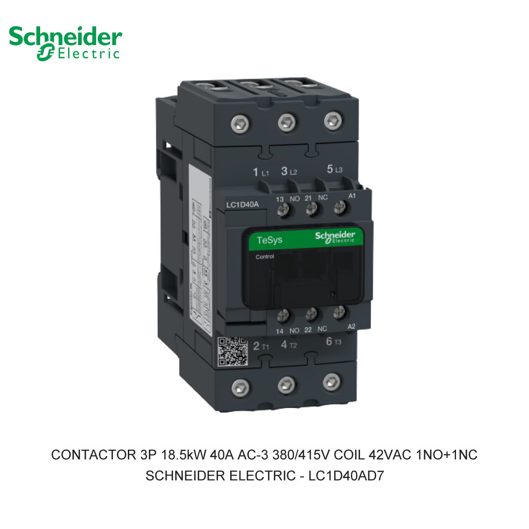 CONTACTOR 3P 18.5kW 40A AC-3 380/415V COIL 42VAC 1NO+1NC