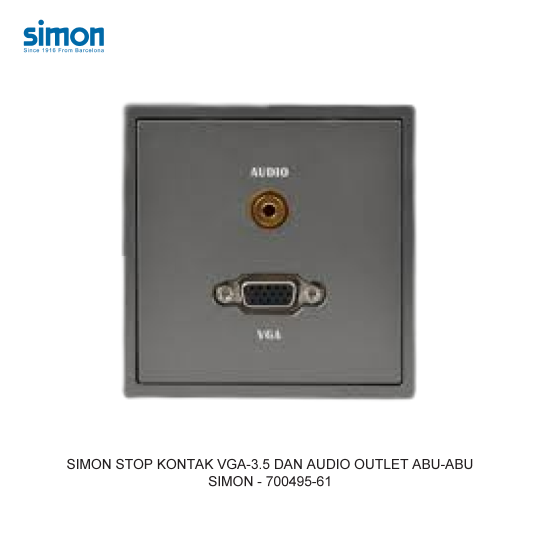 SIMON i7 STOP KONTAK VGA-3.5 DAN AUDIO OUTLET ABU-ABU