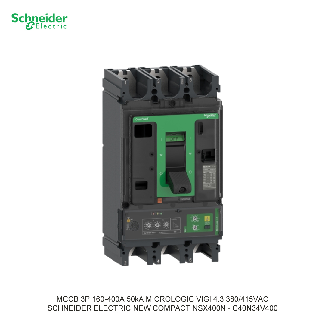 MCCB 3P 160-400A 50KA MICROLOGIC VIGI 4.3 380/415VAC