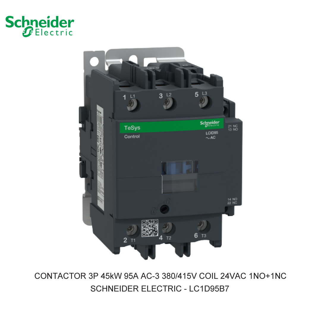 CONTACTOR 3P 45kW 95A AC-3 380/415V COIL 24VAC 1NO+1NC