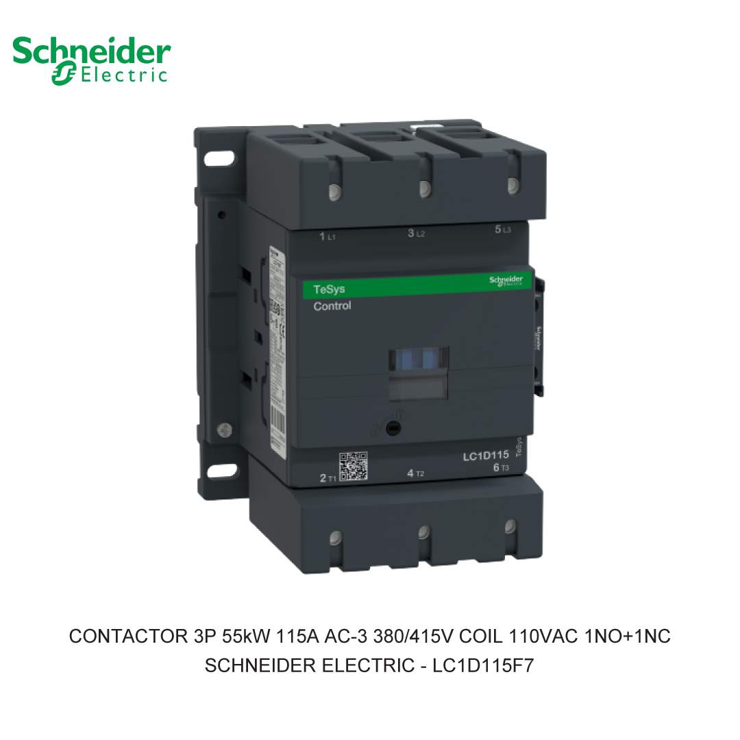 CONTACTOR 3P 55kW 115A AC-3 380/415V COIL 110VAC 1NO+1NC