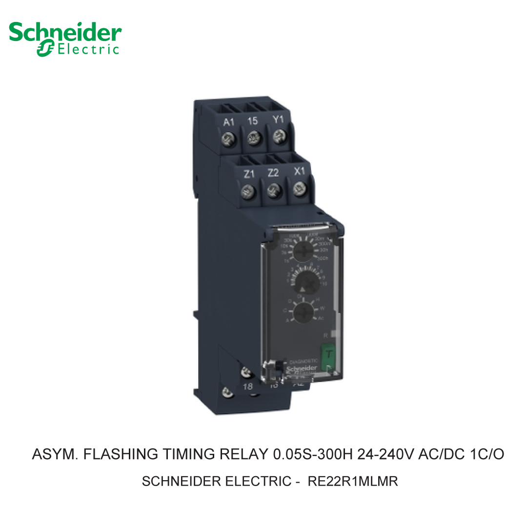 ASYM. FLASHING TIMING RELAY 0.05S-300H 24-240V AC/DC 1C/O