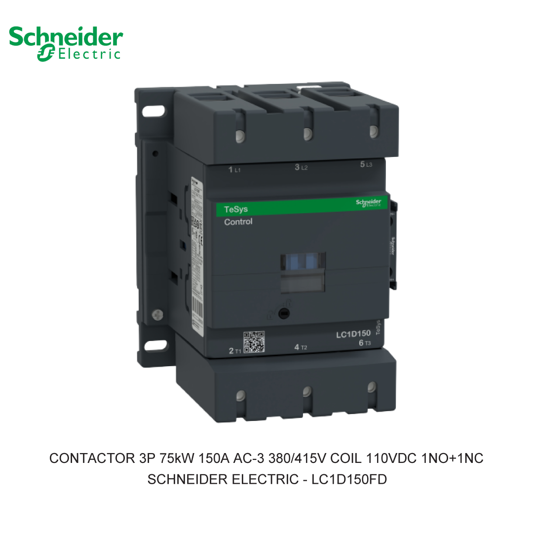 CONTACTOR 3P 75kW 150A AC-3 380/415V COIL 110VDC 1NO+1NC