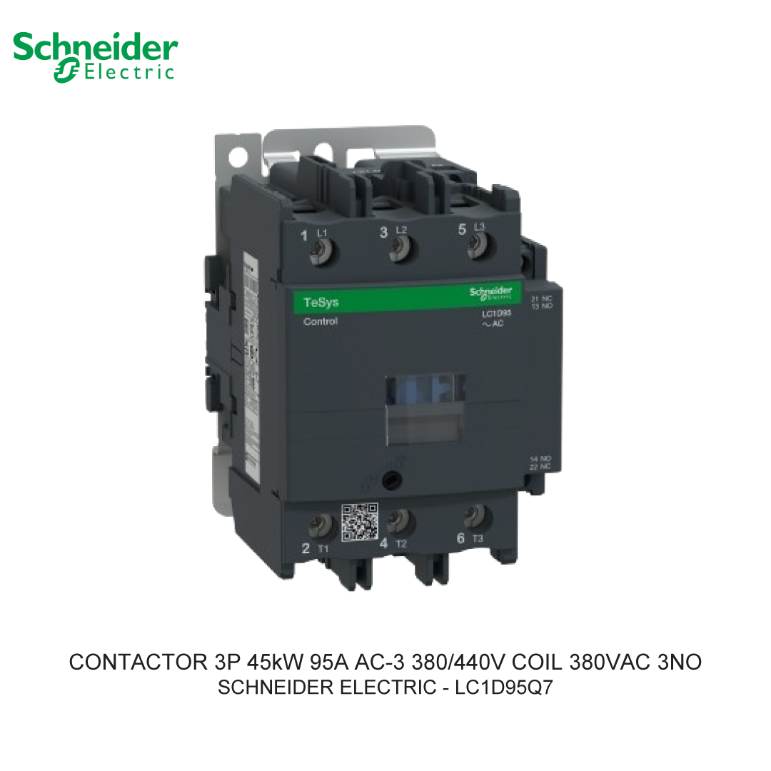 CONTACTOR 3P 45kW 95A AC-3 380/440V COIL 380VAC 3NO