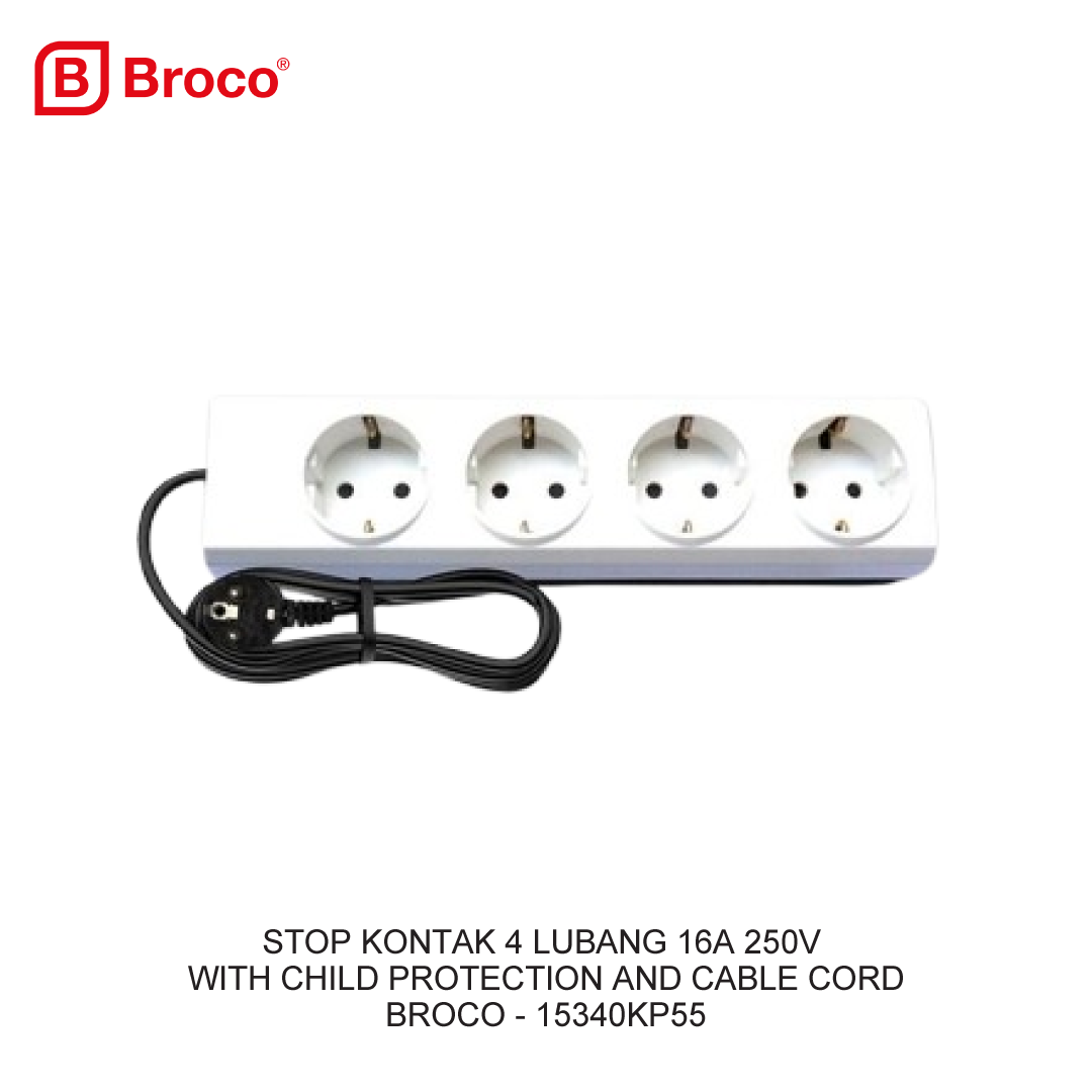 STOP KONTAK 4 LUBANG 16A 250V WITH CHILD PROTECTION DENGAN KABEL