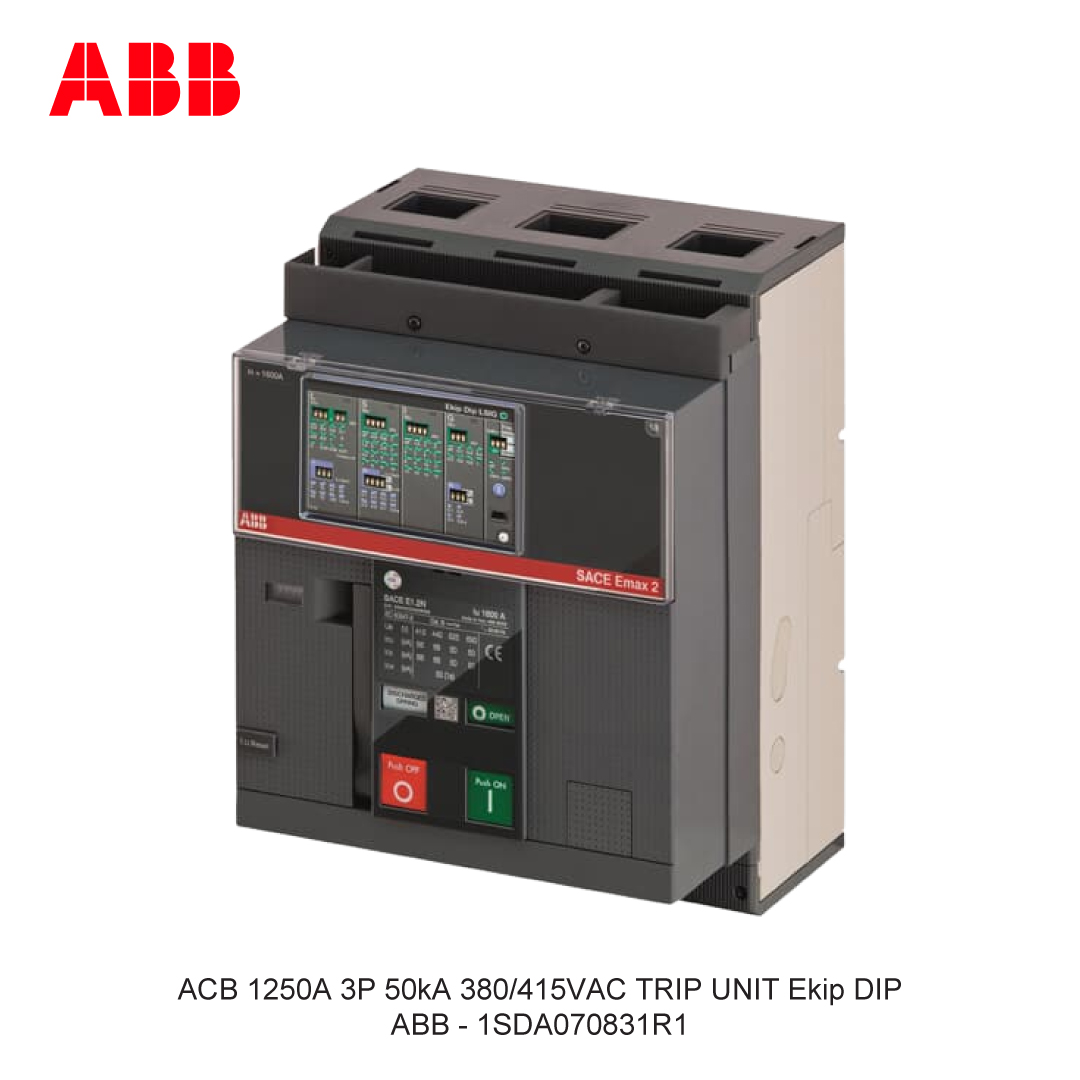 ACB 1250A 3P 50kA 380/415VAC TRIP UNIT Ekip DIP ABB