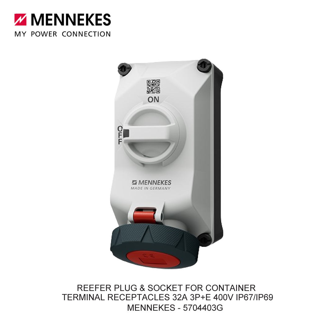 REEFER PLUG & SOCKET FOR CONTAINER TERMINAL RECEPTACLES 32A 3P+E 400V IP67/IP69