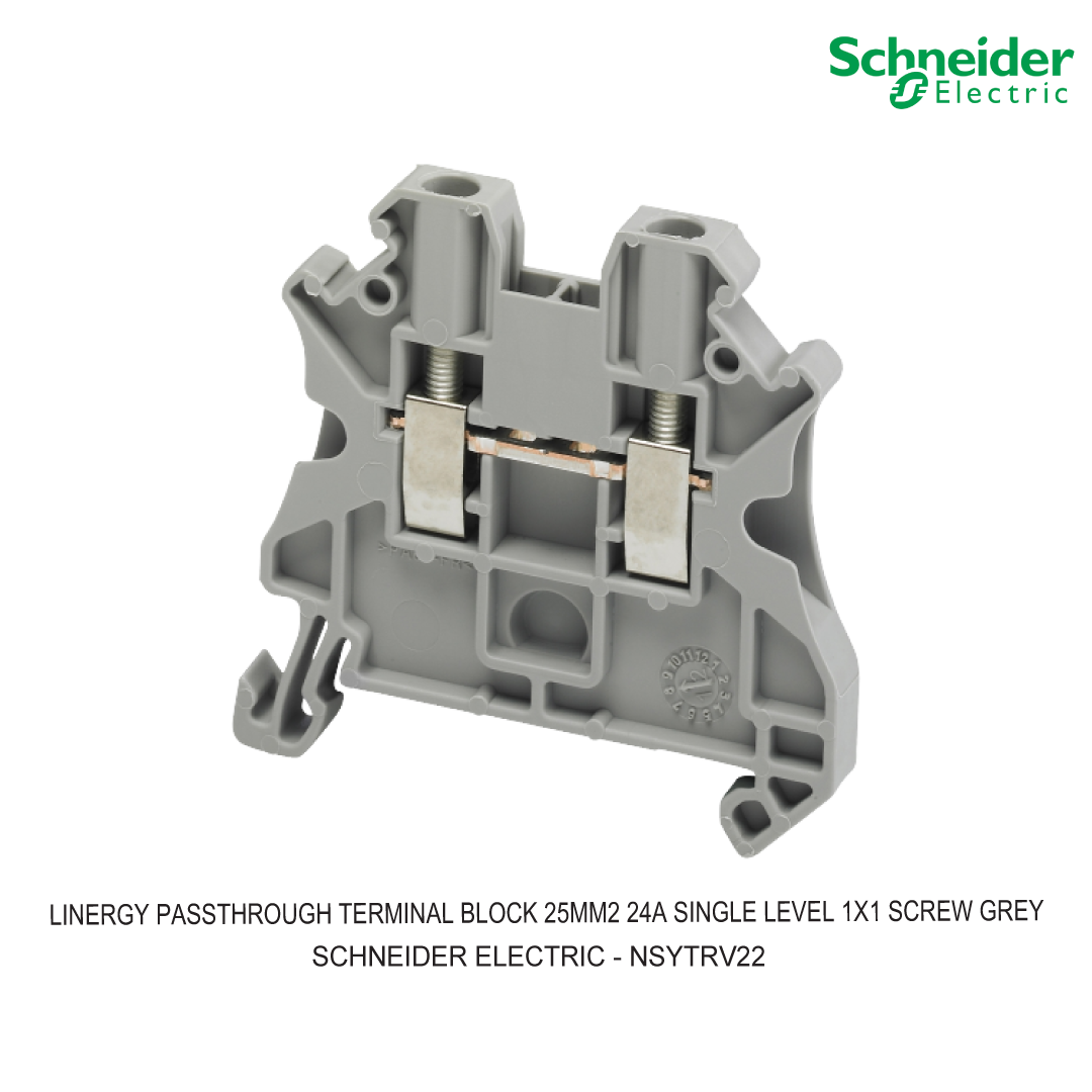 LINERGY PASSTHROUGH TERMINAL BLOCK 25MM2 24A SINGLE LEVEL 1X1 SCREW GREY