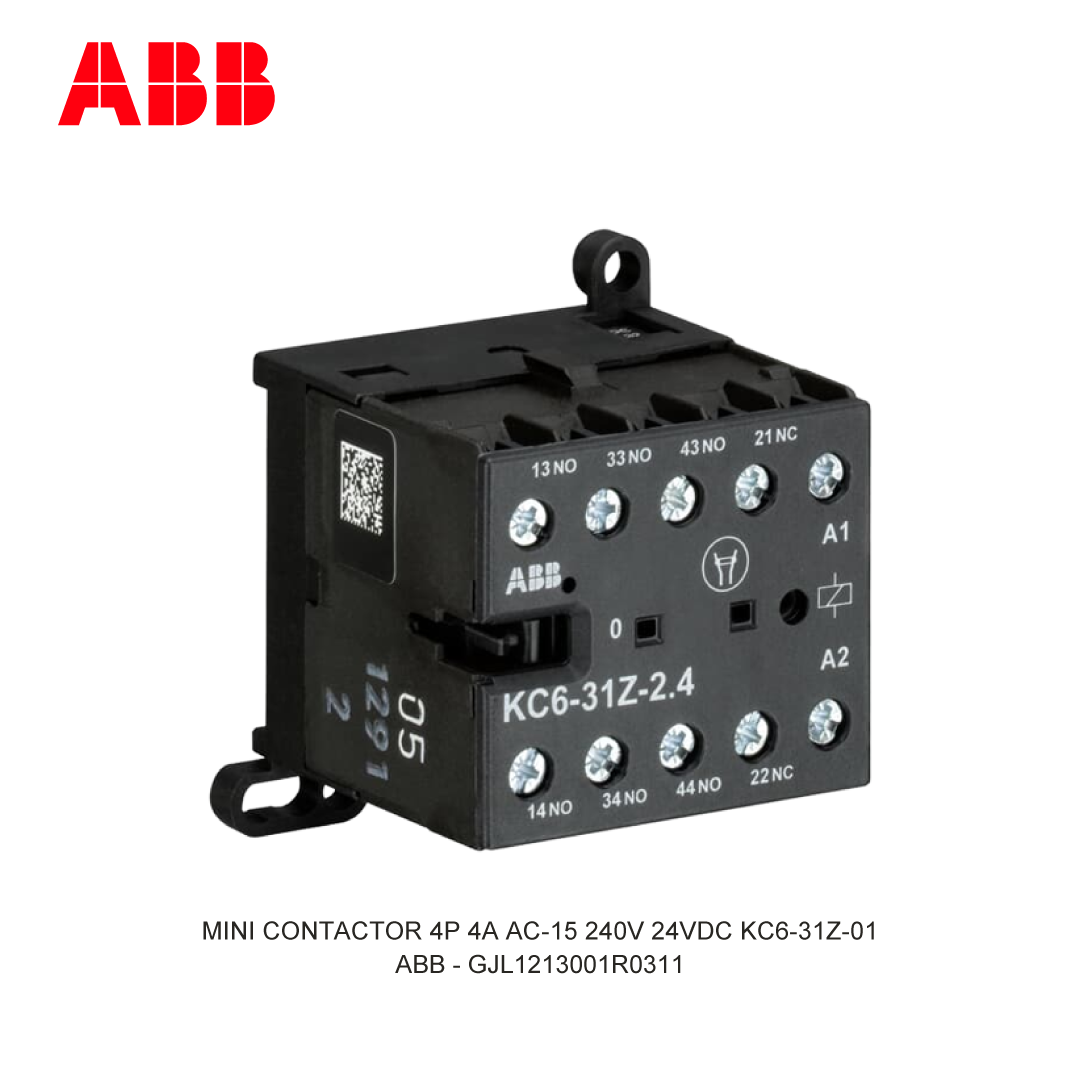 MINI CONTACTOR 4P 4A AC-15 240V 24VDC KC6-31Z-01