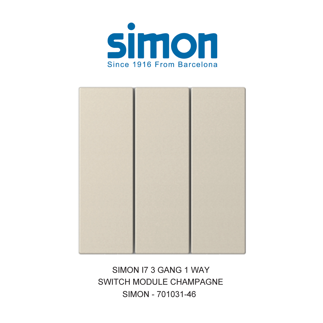 SIMON i7 3 GANG 1 WAY SWITCH MODULE CHAMPAGNE