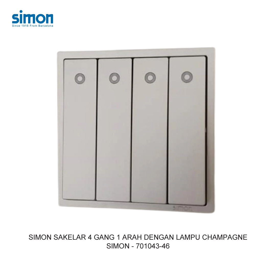 SIMON i7 4 GANG 1 WAY SWITCH MODULE WITH LED CHAMPAGNE