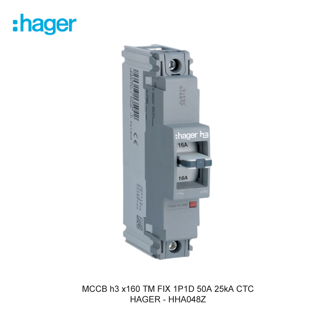 MCCB h3 x160 TM FIX 1P1D 50A 25kA CTC