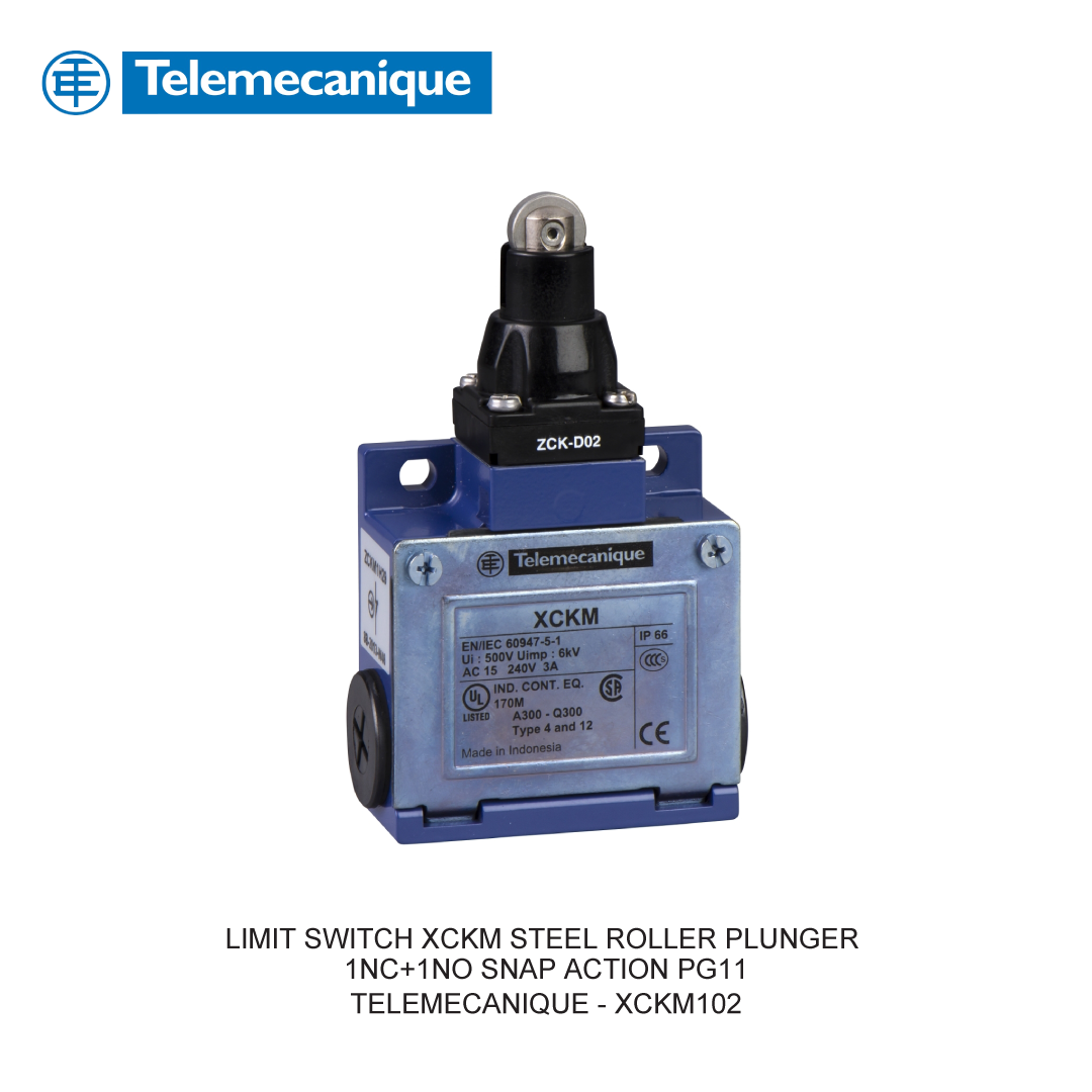 LIMIT SWITCH XCKM STEEL ROLLER PLUNGER 1NC+1NO SNAP ACTION PG11
