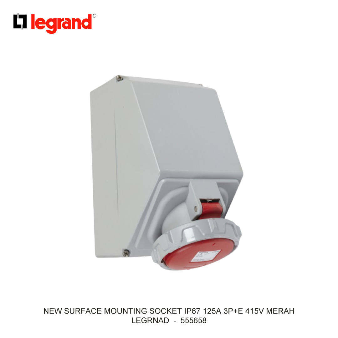 NEW SURFACE MOUNTING SOCKET IP67 125A 3P+E 415V MERAH