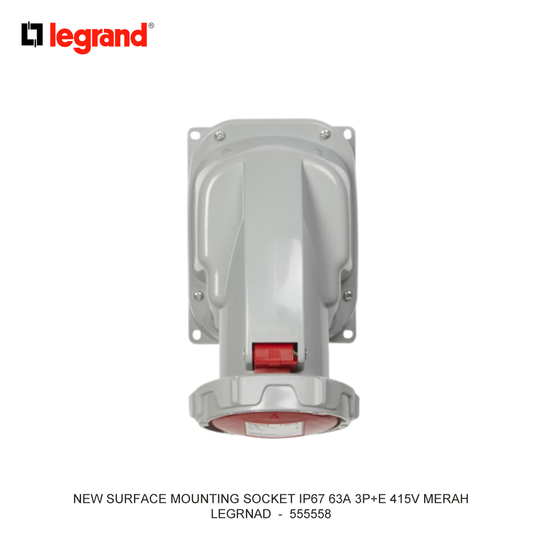 NEW SURFACE MOUNTING SOCKET IP67 63A 3P+E 415V MERAH