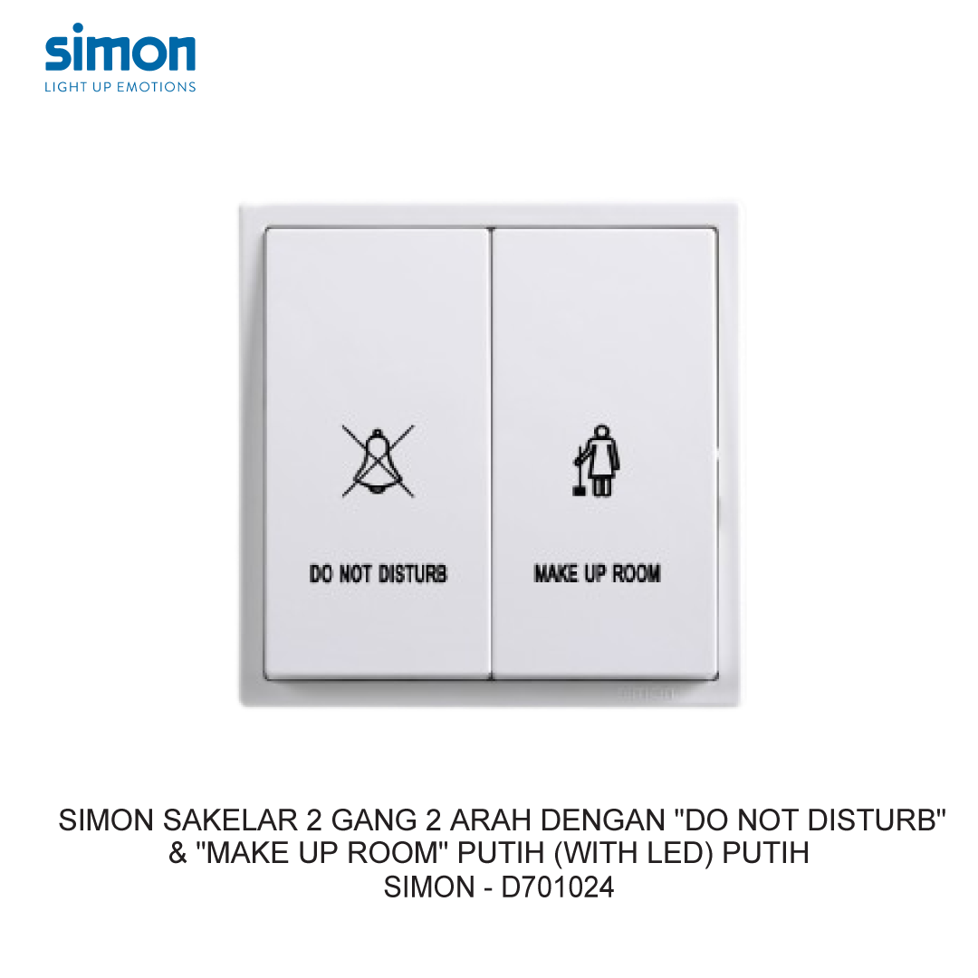 SIMON i7 2 GANG 2 WAY SWITCH MODULE WITH "DO NOT DISTURB" & "MAKE UP ROOM" (WITH LED) WHITE