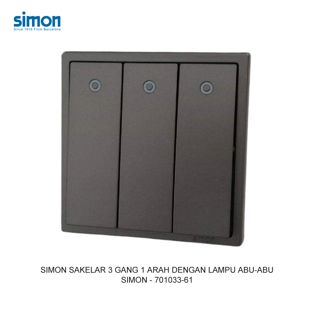 SIMON i7 3 GANG 1 WAY SWITCH MODULE WITH LED GREY