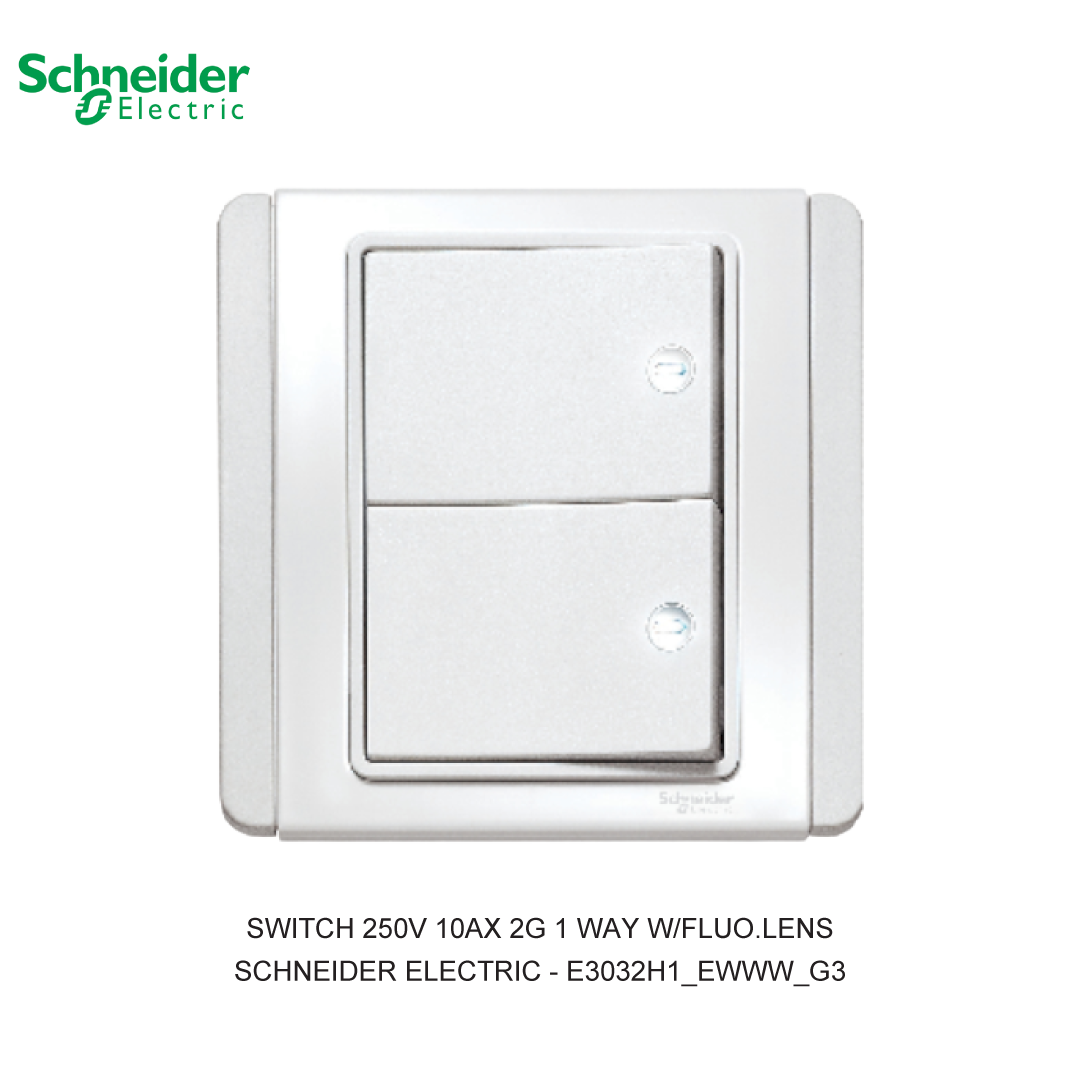 SWITCH 250V 10AX 2G 1 WAY W/FLUO.LENS