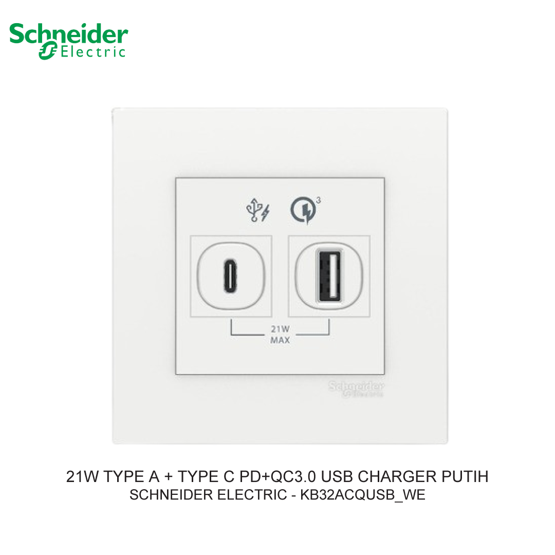 21W TYPE A + TYPE C PD+QC3.0 USB CHARGER PUTIH