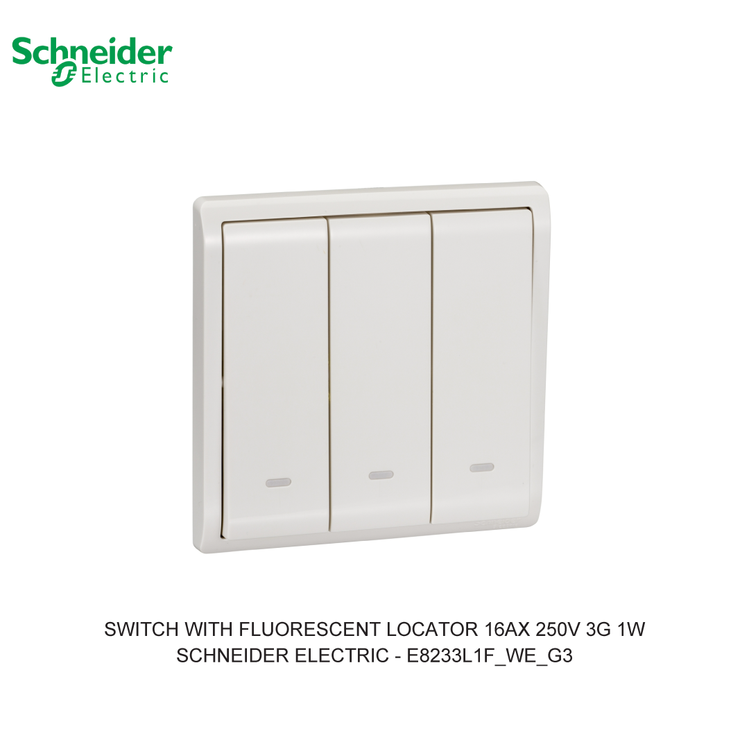 SWITCH WITH FLUORESCENT LOCATOR 16AX 250V 3G 1W