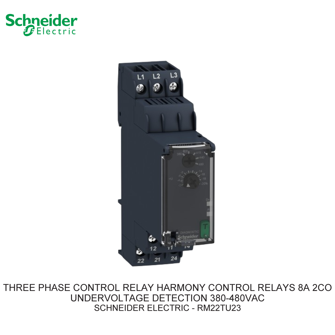 THREE PHASE CONTROL RELAY HARMONY CONTROL RELAYS 8A 2CO UNDERVOLTAGE DETECTION 380-480VAC