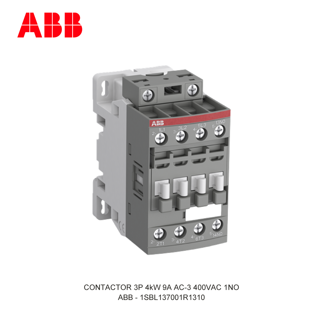CONTACTOR 3P 4kW 9A AC-3 100-250V AC/DC 400V COIL 1NO