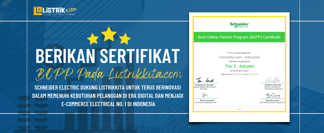 Listrikkita.com Menerima Sertifikat Best Online Partner Program (BOPP) Schneider Electric