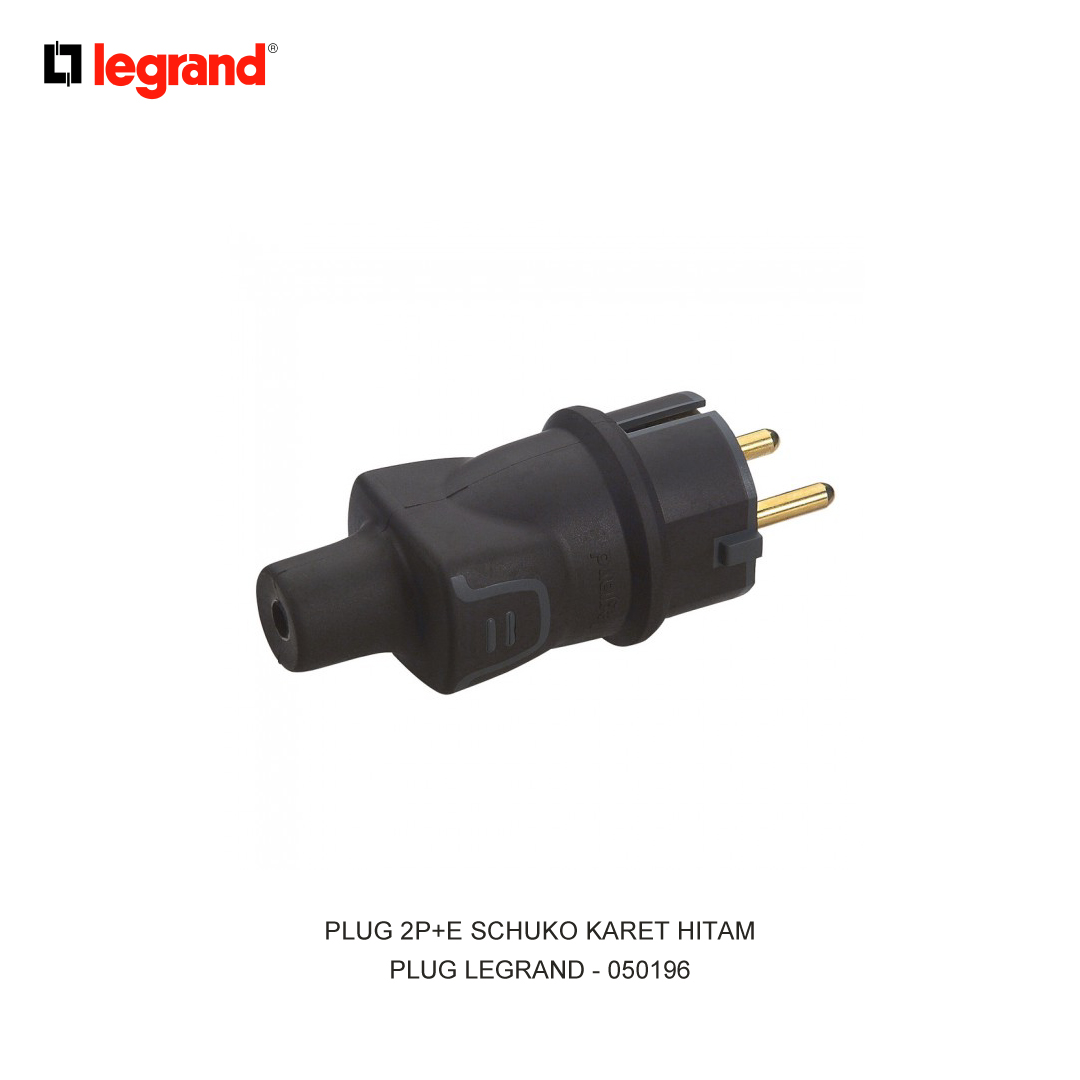 PLUG 2P+E SCHUKO RUBBER HITAM