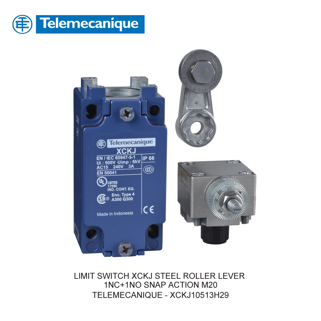 LIMIT SWITCH XCKJ STEEL ROLLER LEVER 1NC+1NO SNAP ACTION M20