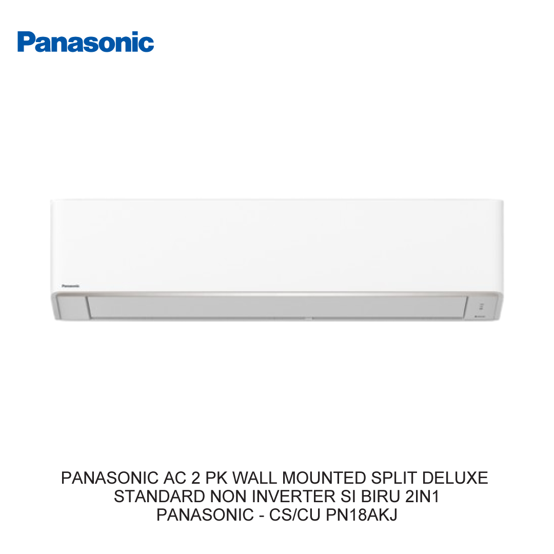 PANASONIC AC 2 PK WALL MOUNTED SPLIT DELUXE STANDARD NON INVERTER SI BIRU 2IN1