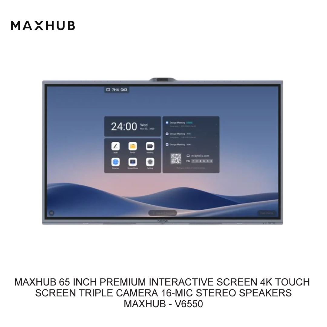 MAXHUB 65 INCH PREMIUM INTERACTIVE SCREEN 4K TOUCH SCREEN TRIPLE CAMERA 16-MIC STEREO SPEAKERS