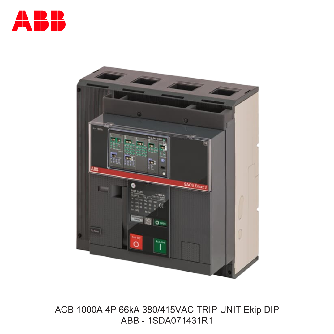 ACB 1000A 4P 66kA 380/415VAC TRIP UNIT Ekip DIP ABB