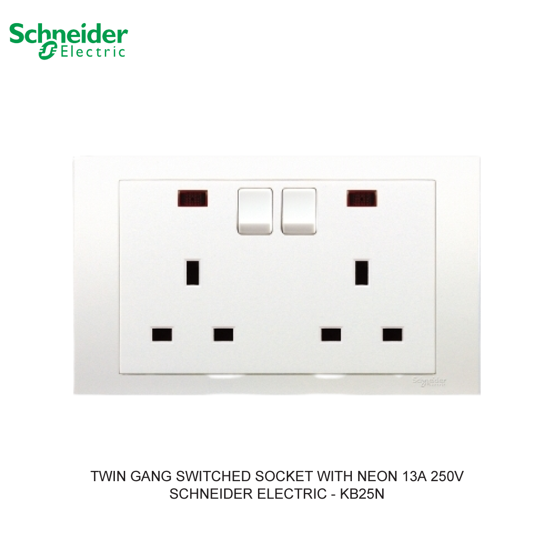 TWIN GANG SWITCHED SOCKET WITH NEON 13A 250V