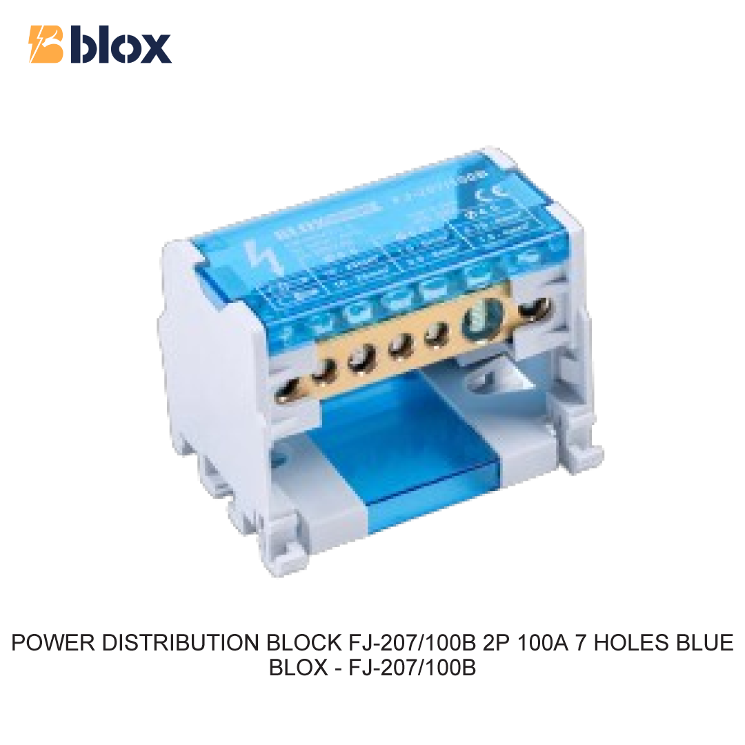 POWER DISTRIBUTION BLOCK FJ-207/100B 2P 100A 7 LUBANG BIRU