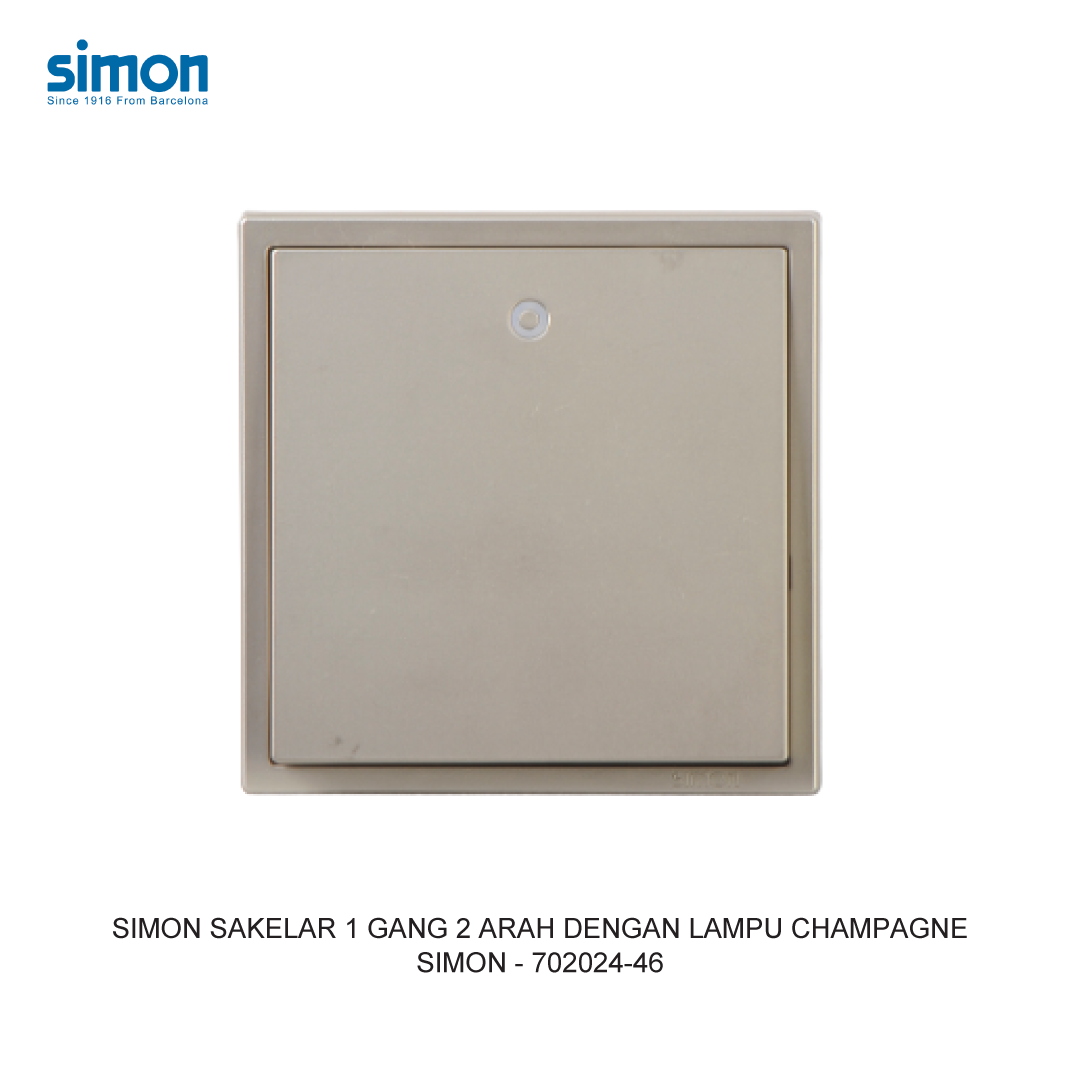 SIMON i7 SAKELAR 1 GANG 2 ARAH DENGAN LAMPU CHAMPAGNE