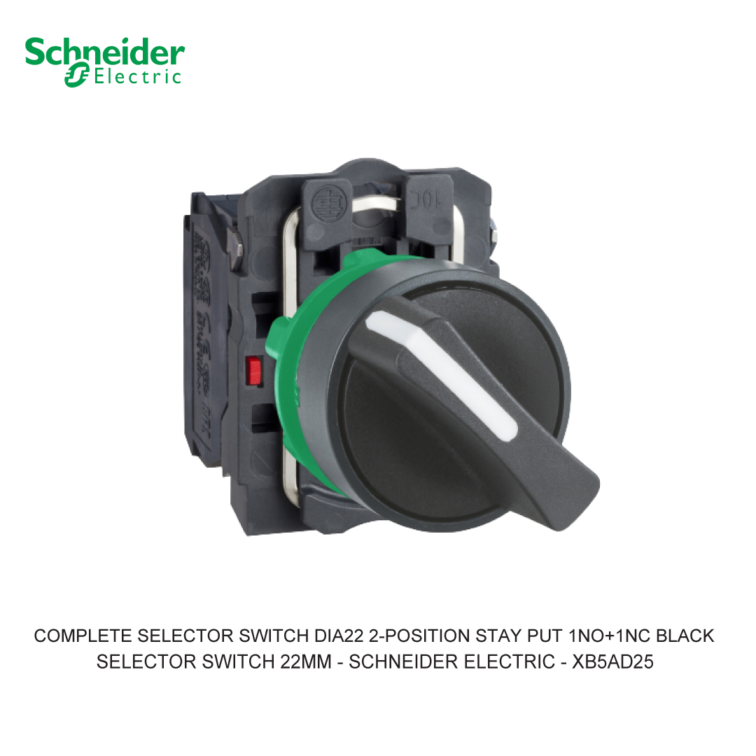 COMPLETE SELECTOR SWITCH DIA22 2-POSITION STAY PUT 1NO+1NC BLACK
