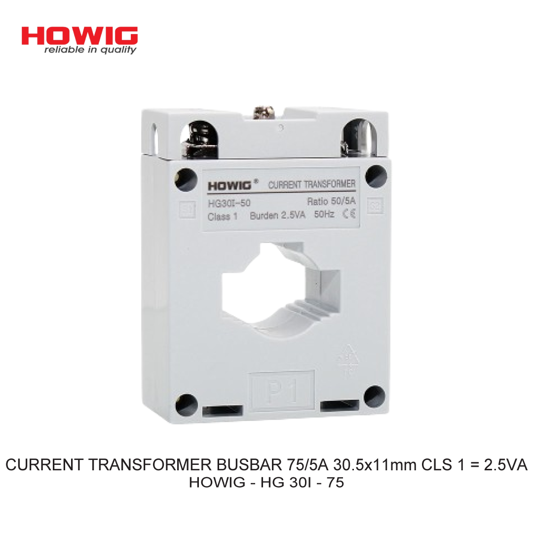 CURRENT TRANSFORMER BUSBAR 75/5A 30.5x11mm CLS 1 = 2.5VA