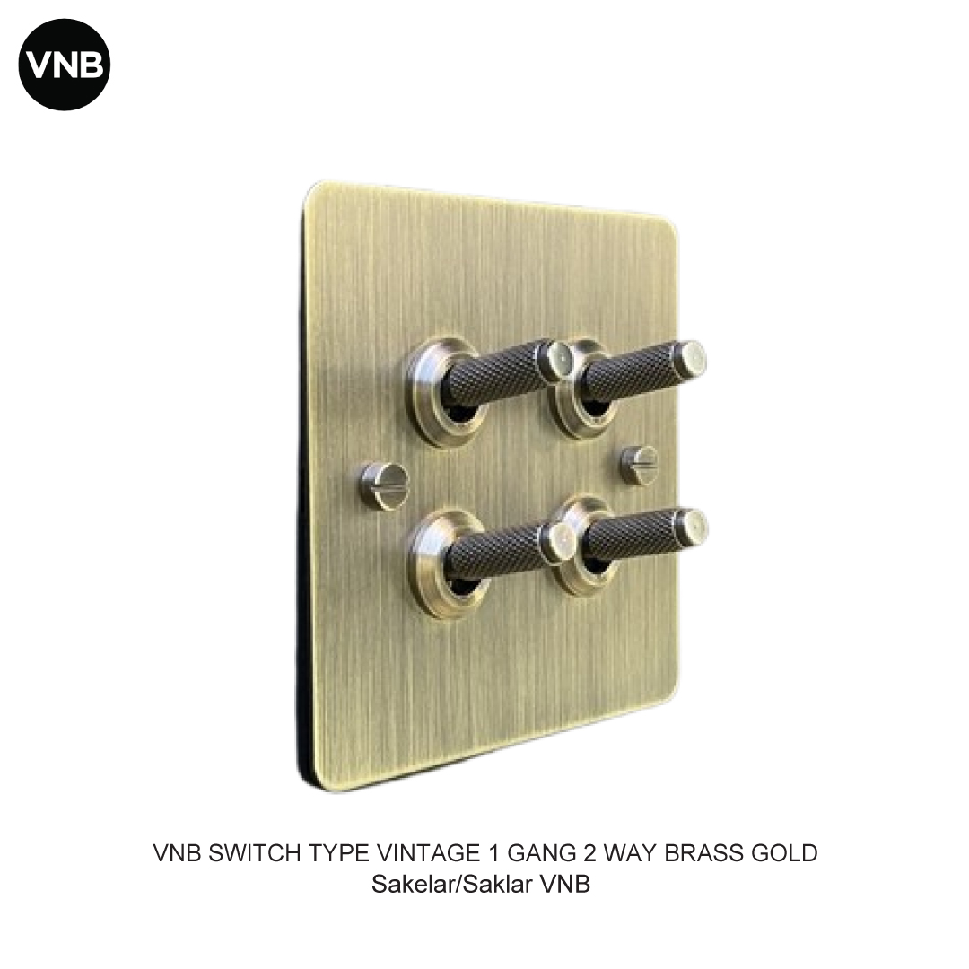VNB SAKELAR TYPE VINTAGE 1 GANG 2 ARAH BRASS GOLD