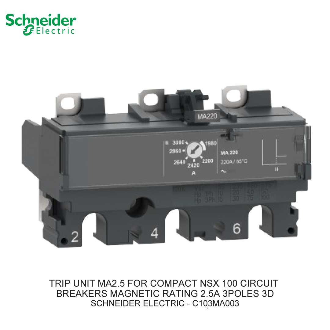 TRIP UNIT MA2.5 FOR COMPACT NSX100 CIRCUIT BREAKERS MAGNETIC 2.5A 3P3D