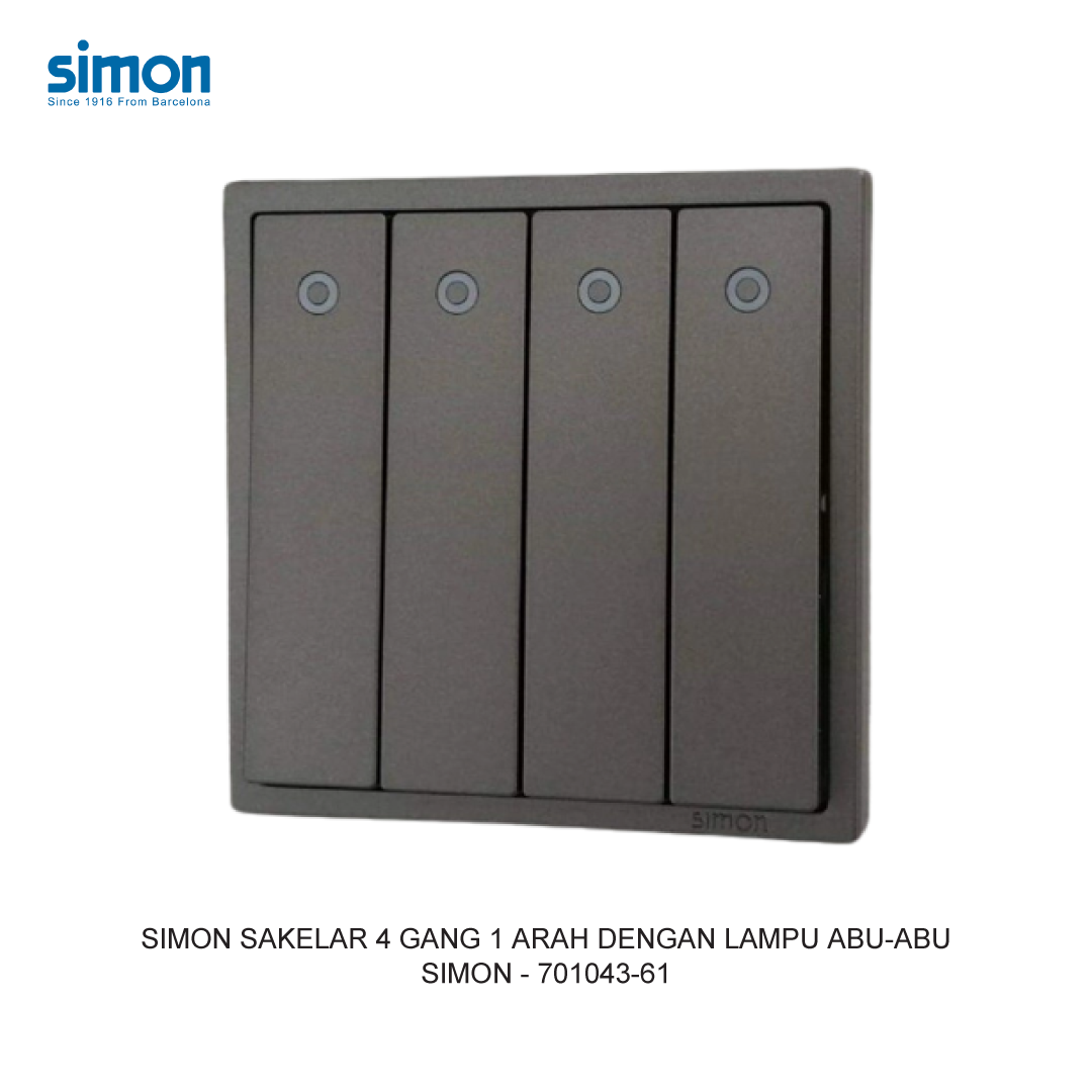 SIMON i7 4 GANG 1 WAY SWITCH MODULE WITH LED GREY