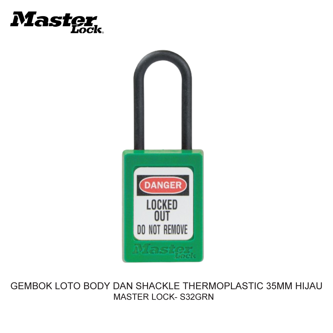 GEMBOK LOTO BODY DAN SHACKLE THERMOPLASTIC 35MM HIJAU