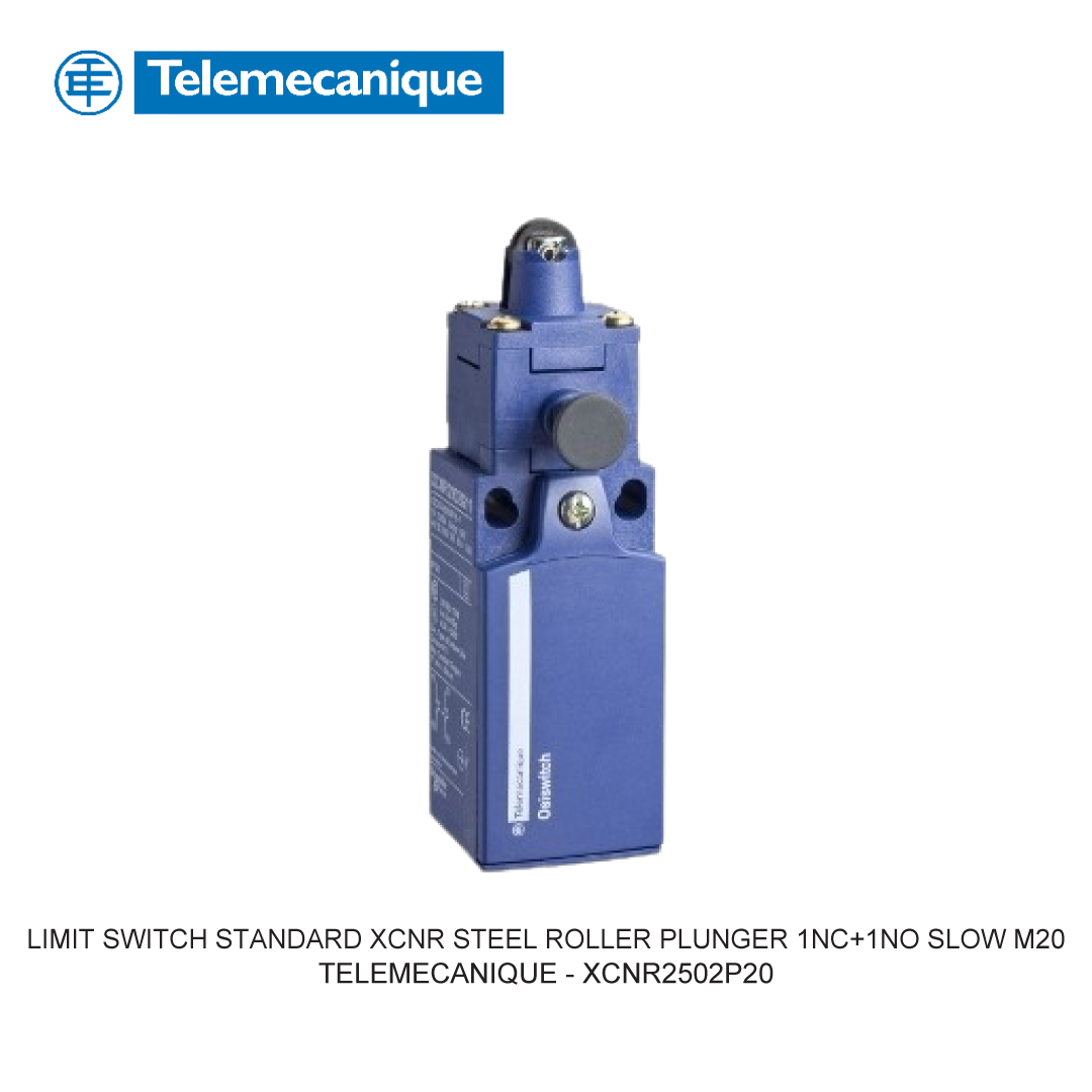 LIMIT SWITCH STANDARD XCNR STEEL ROLLER PLUNGER 1NC+1NO SLOW M20
