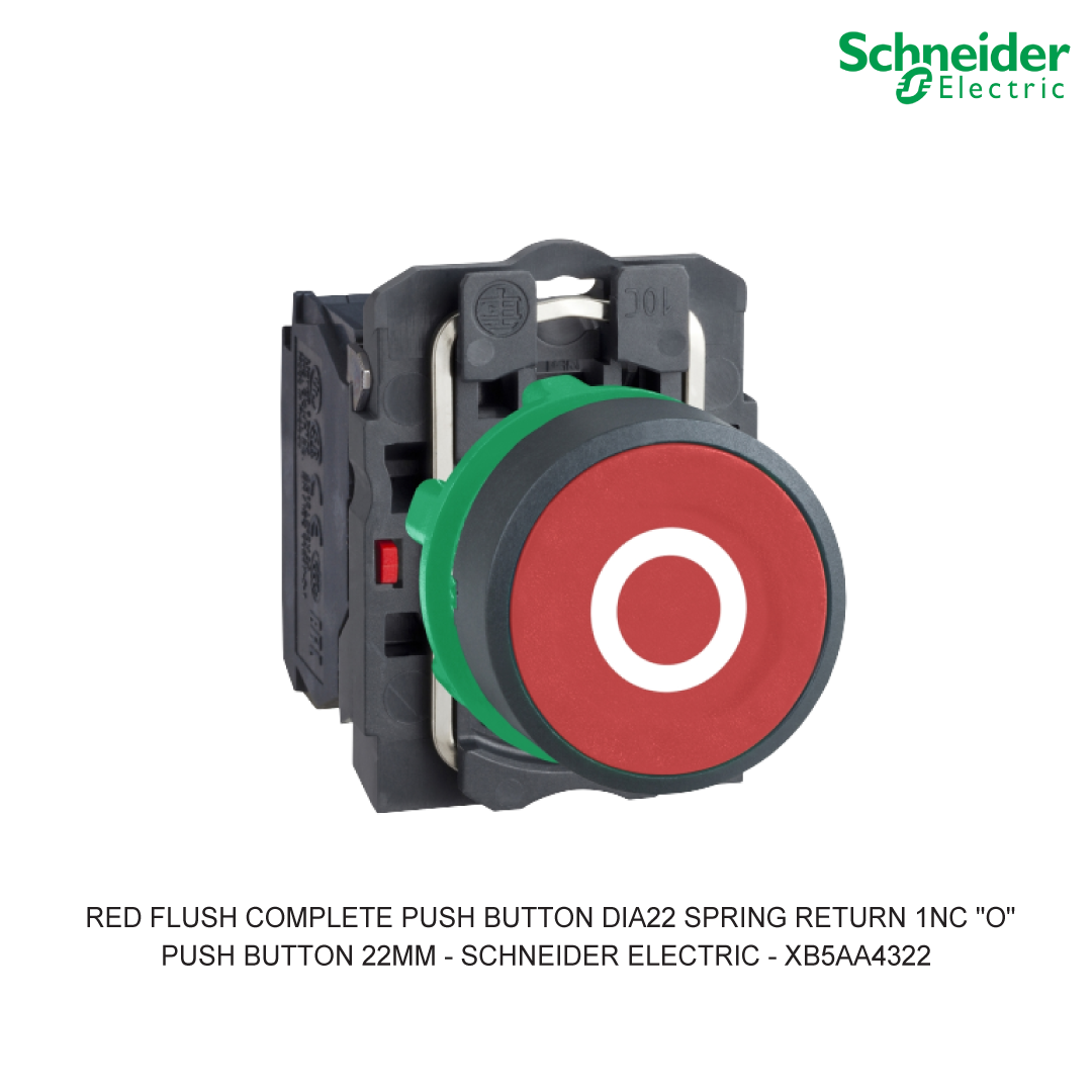 RED FLUSH COMPLETE PUSH BUTTON DIA22 SPRING RETURN 1NC "O"