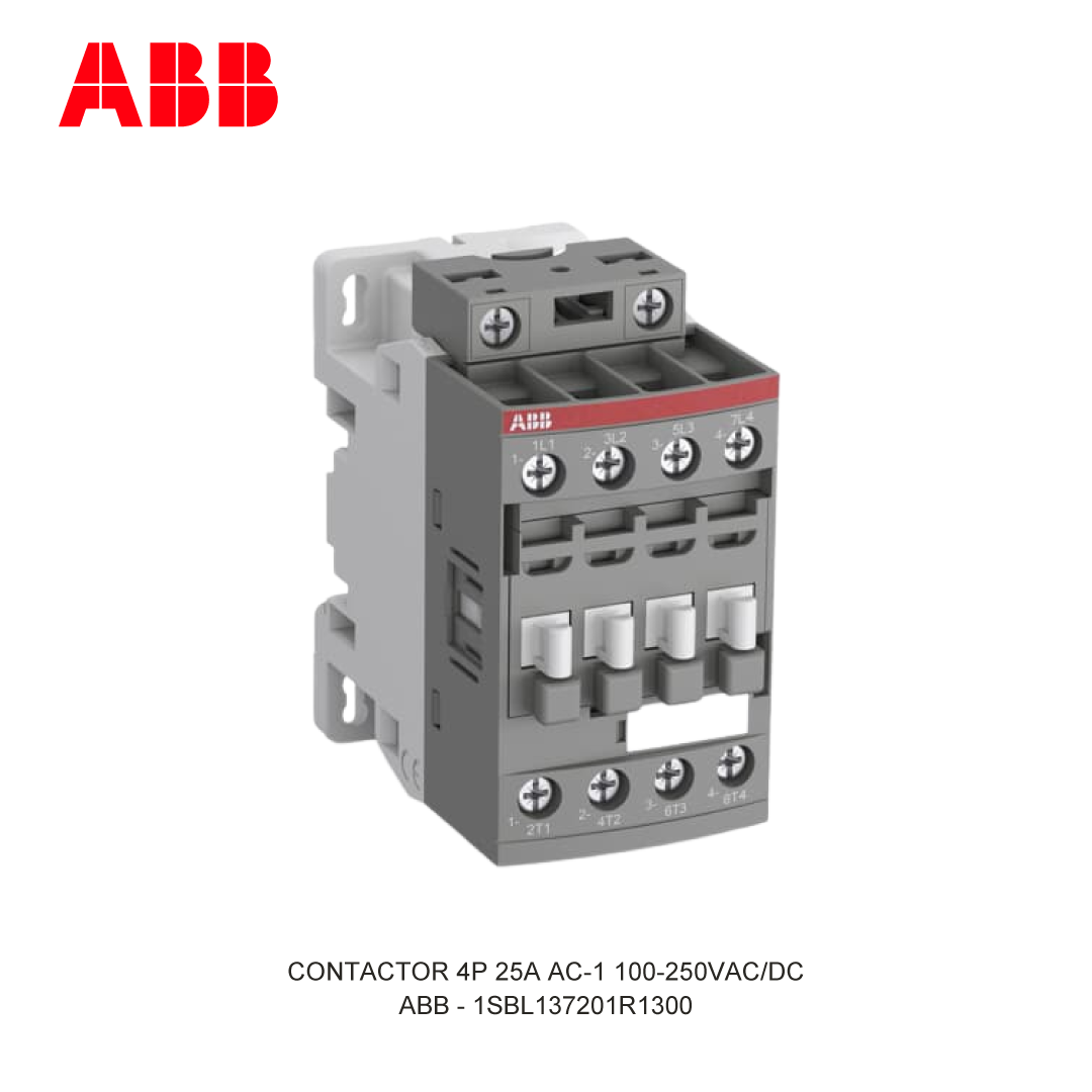 CONTACTOR 4P 25A AC-1 100-250V AC/DC