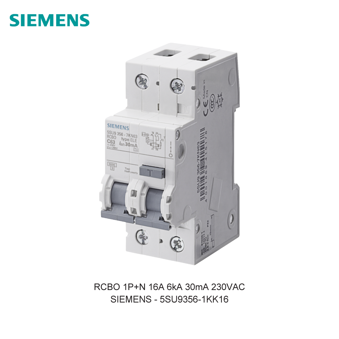 RCBO 1P+N 16A 6kA 30mA 230VAC