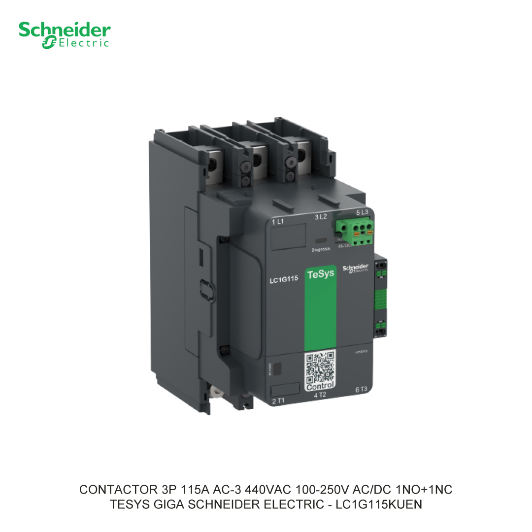 CONTACTOR 3P 115A AC-3 440VAC 100-250V AC/DC 1NO+1NC
