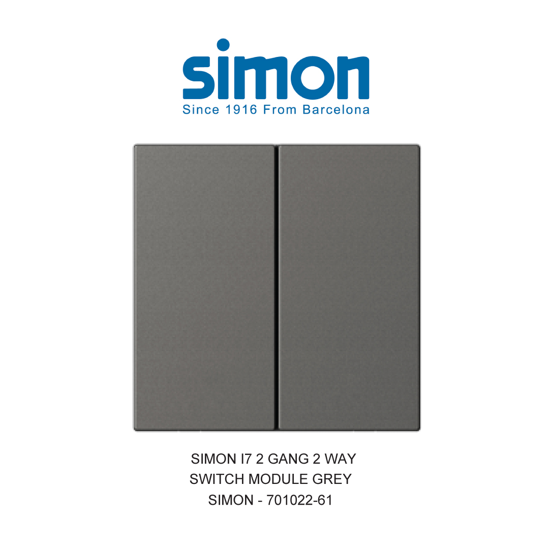 SIMON i7 SAKELAR 2 GANG 2 ARAH ABU-ABU