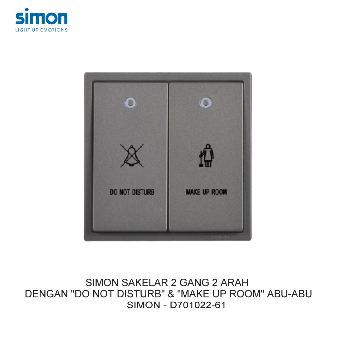 SIMON i7 2 GANG 2 WAY SWITCH MODULE WITH "DO NOT DISTURB" & "MAKE UP ROOM" GREY