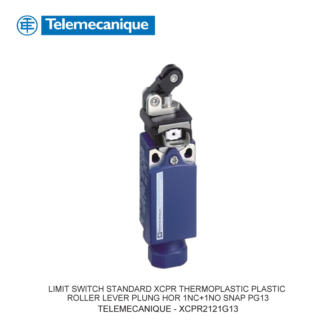 LIMIT SWITCH STANDARD XCPR THERMOPLASTIC PLASTIC ROLLER LEVER PLUNG HOR 1NC+1NO SNAP PG13
